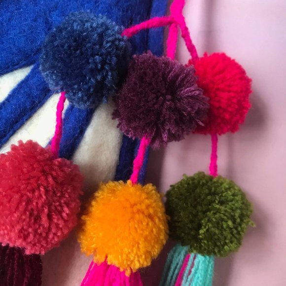 PomPom Tassel Pom Pom Triple Three Strand Double Layer Bag Charm - Picture 3 of 4